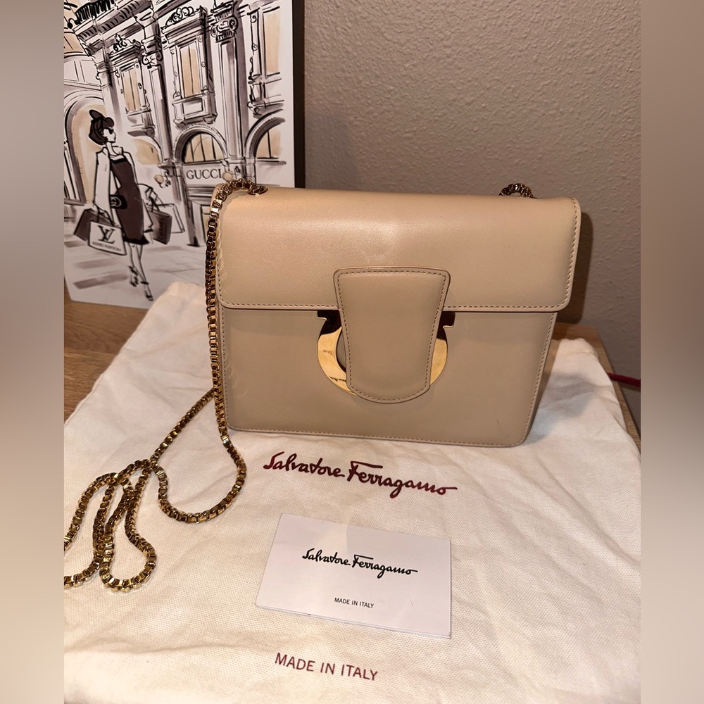 Salvatore Ferragamo Crossbody Bag with Gold Chain